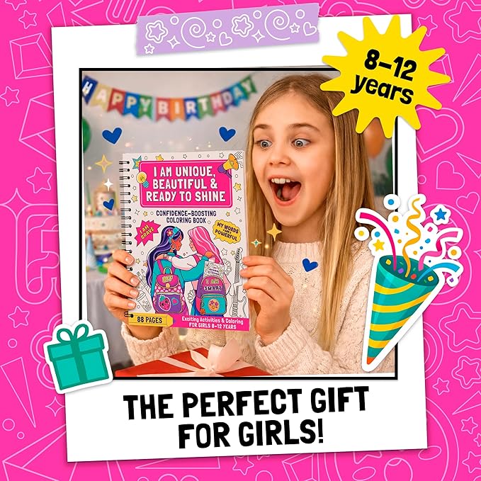 Confidence-Boosting Coloring Book for Girls Ages 8-12 | Fun Kids Color Book with Positive Affirmations, Activities & Motivational Art, Coloring Book for Kids Ages 8-12 for Creativity & Self-Esteem