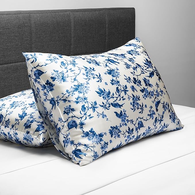 Fishers Finery 25mm 100% Pure Mulberry Silk Pillowcase (Tea Cup Print, King)